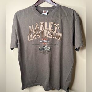Harley-Davidson 90s olive green/brown tee. Made in US